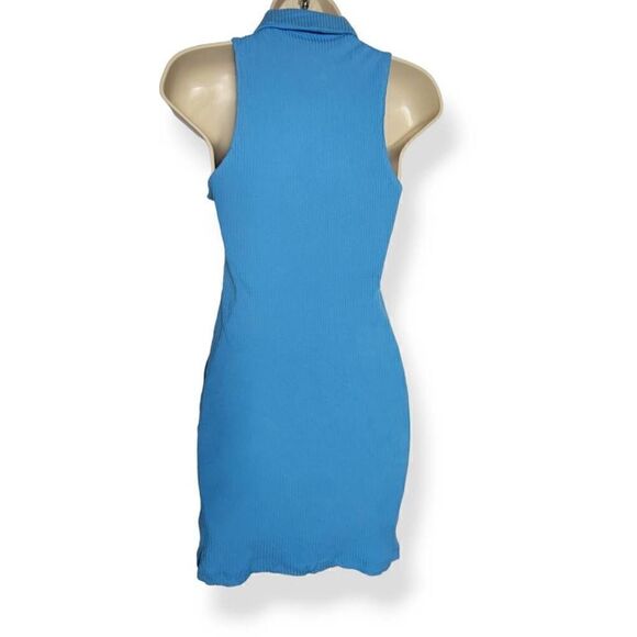 Wild Fable Blue Sleeveless Ribknit Bodycon Collared Dress Small - Picture 3 of 3